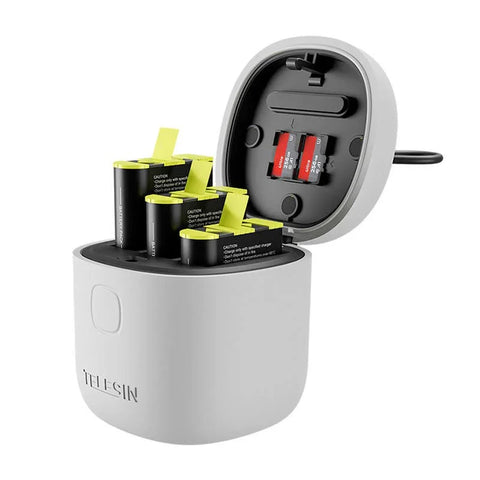Telesin batterier 3 stk. og allInBox med opbevaring til batterier + microSD-læser - Triple - til GoPro Hero12/11/10/9 Sort