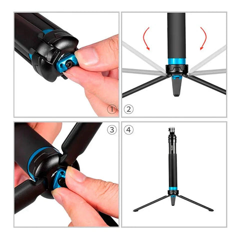 Telesin Tripod - Selfiestang GoPro med Mobilholder - Aluminium 200-900mm