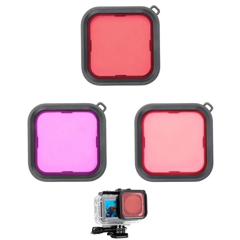 Färgfilter Röd + Ljusröd + Lila till DJI Osmo Action 5 Pro/4/3 i vattentätt skal - Paket - Action King