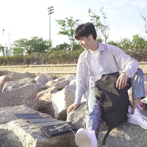 HAWEEL 28W Vikbar Solpanel med Snabbladdning