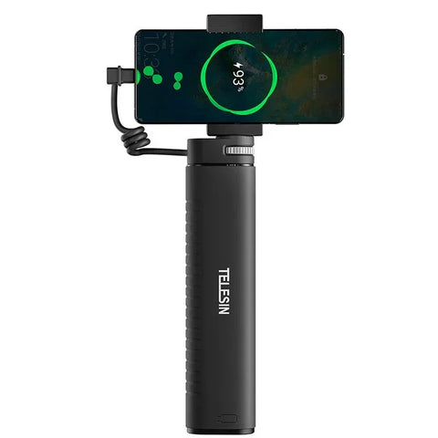 Telesin Selfie-stang med 10000mAh Powerbank, USB-C, QC / PD 18W, 216-900mm - Sæt