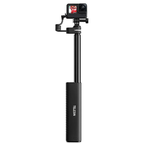 Telesin Selfie-stang med 10000mAh Powerbank, USB-C, QC / PD 18W, 216-900mm - Sæt