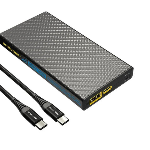 Nitecore Summit 10000 Powerbank - Batteri med Varme - 10000mAh, 2xUSB Type A/C, QC 3.0 / PD 20W, 5V, 3A - Kulfiber
