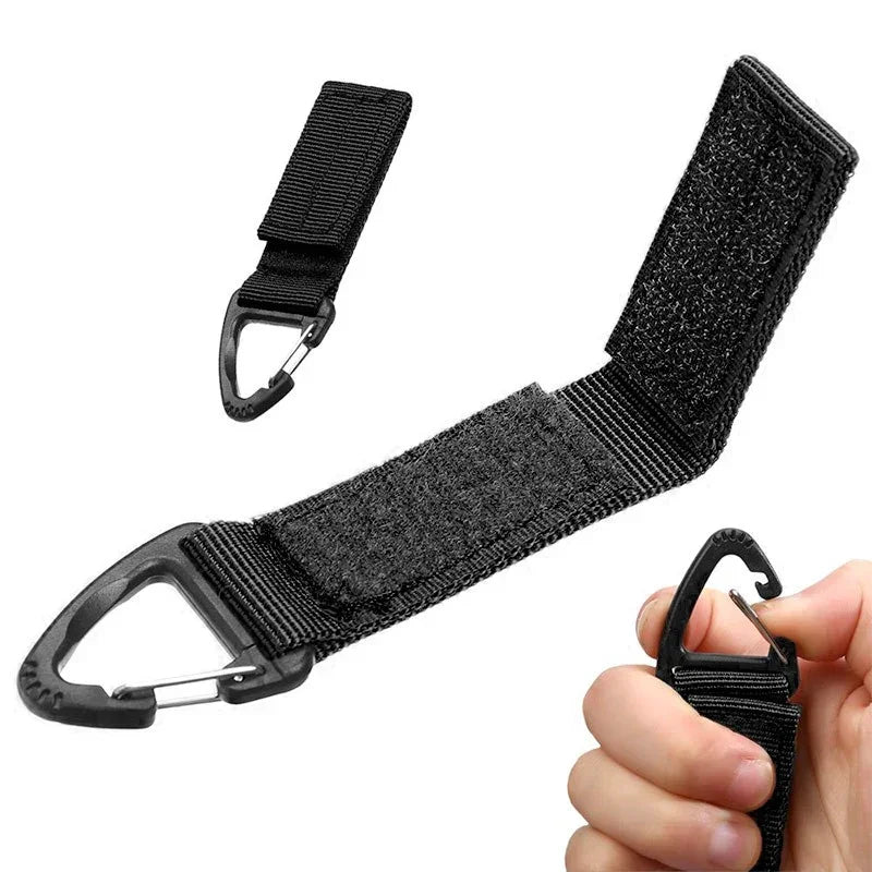 Nyckelband - Taktiskt Fäste i Nylon med Karbinhake, För Bälte / Molle - Svart - Action King