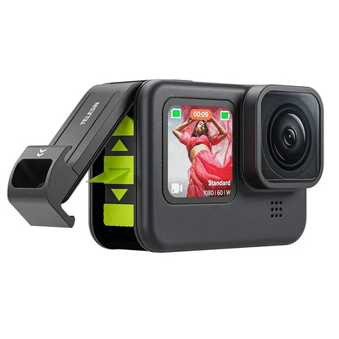 Telesin Akkuabdeckung, wasserdicht, mit USB-Pass-Through für GoPro Hero13/12/11/10/9, Schwarz