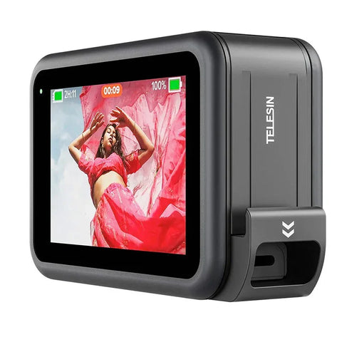 Telesin Akkuabdeckung, wasserdicht, mit USB-Pass-Through für GoPro Hero13/12/11/10/9, Schwarz