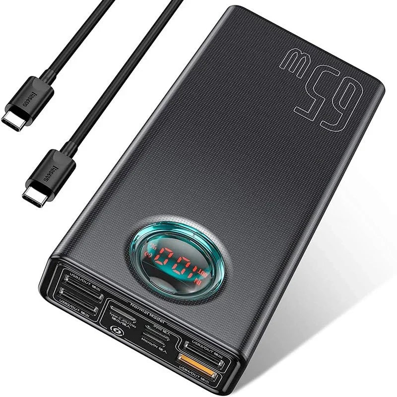 Baseus Amblight Power Bank - Portabelt batteri - 30000mAh, 5xUSB Typ A/C, QC 3.0 / PD 65W - Action King