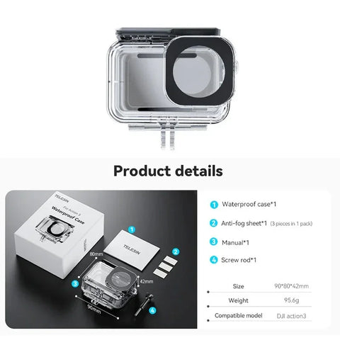 Telesin Vandtæt Etui til DJI Osmo Action 5 Pro/4/3