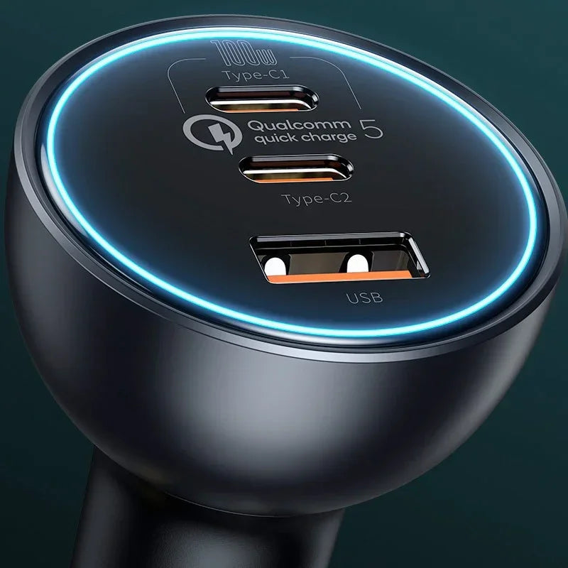 Baseus Qualcomm QC5 Car - Snabbladdare Bil QC5 / PPS 160W - 3xUSB Typ A/C - Svart - Action King