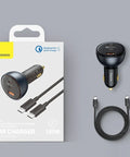 Baseus Qualcomm QC5 Car - Snabbladdare Bil QC5 / PPS 160W - 3xUSB Typ A/C - Svart - Action King
