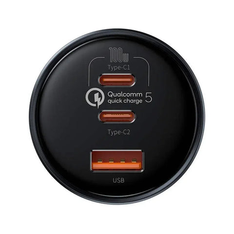 Baseus Qualcomm QC5 Bil - Hurtigoplader Bil QC5 / PPS 160W - 3xUSB Type A/C - Sort