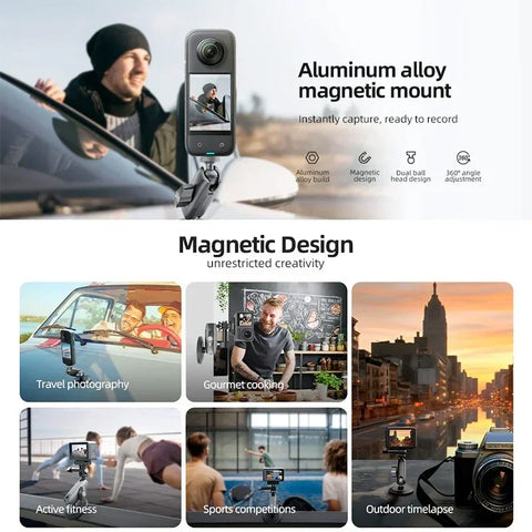 Telesin Magnetisk montering dobbeltleddet med 360° kugleled - Sæt