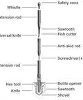 Överlevnadsspade 10 i 1 - Multiverktyg - Kit - Action King
