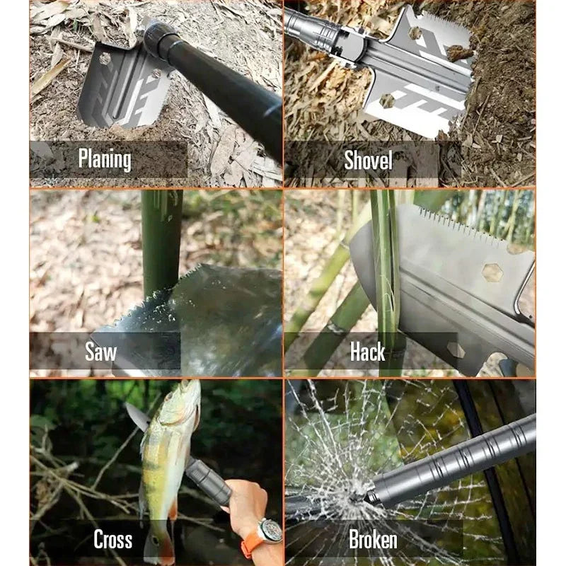 Överlevnadsspade 10 i 1 - Multiverktyg - Kit - Action King