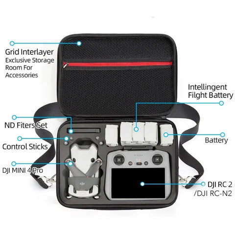 Taske til DJI Mini 4 Pro og tilbehør - Sort