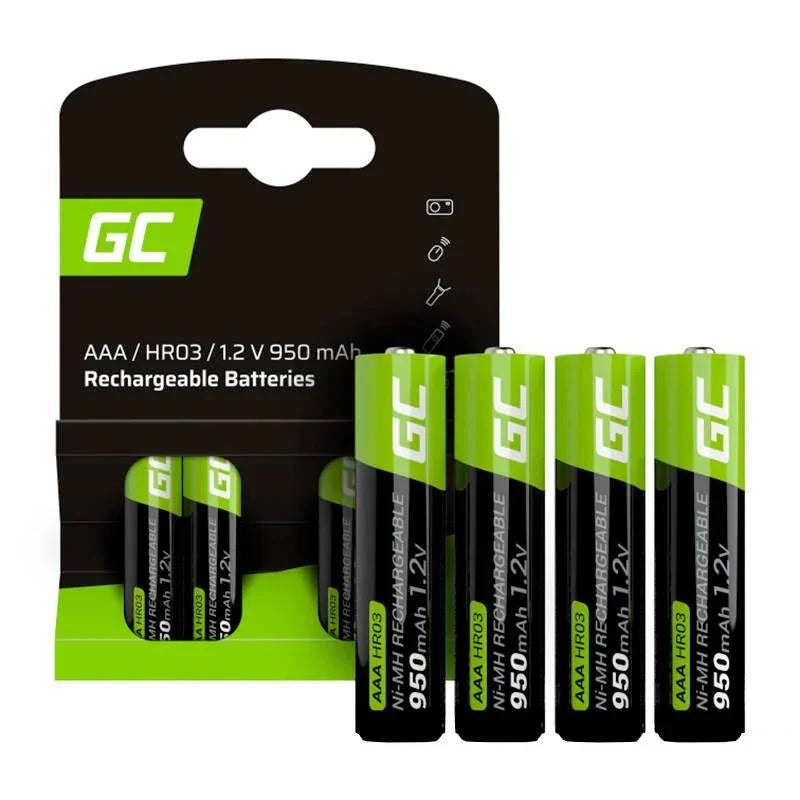 Green Cell Uppladdningsbara AAA - HR03 Batteri, 1.2v, 950mAh, NiMh - 4-Pack - Action King
