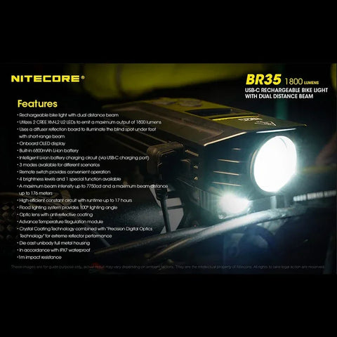 Nitecore BR35 Cykellygte USB-C - 1800lm