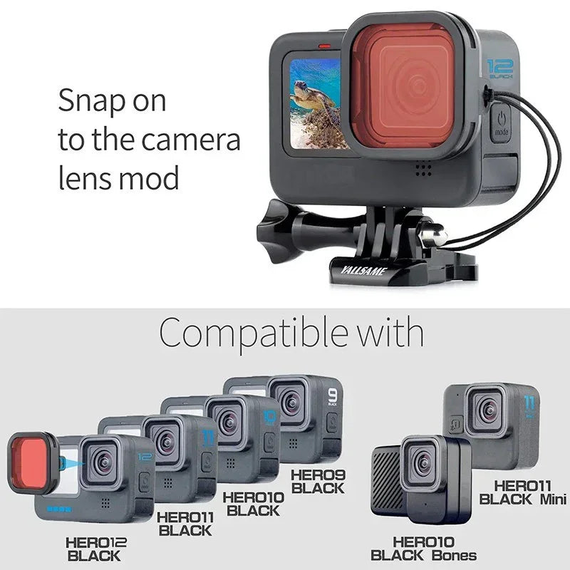 Färgfilter 2-pack - Röd light + Lila till GoPro Hero12/11/Mini/10/9 Black - Kit - Action King