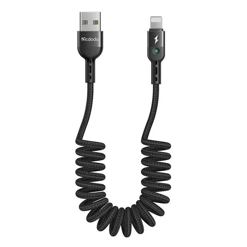 Mcdodo Spring Cable USB-A - Lightning CA-6410, USB-A - Lightning Kabel, Spiral, 2A, 1.8m - Svart - Action King