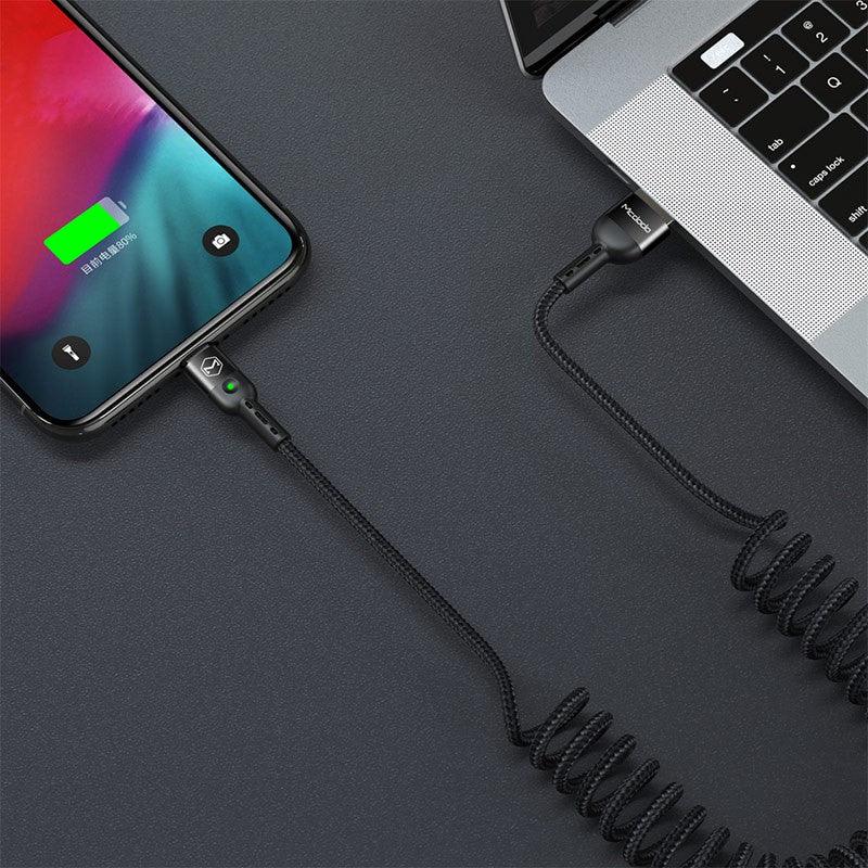 Mcdodo Spring Cable USB-A - Lightning CA-6410, USB-A - Lightning Kabel, Spiral, 2A, 1.8m - Svart - Action King