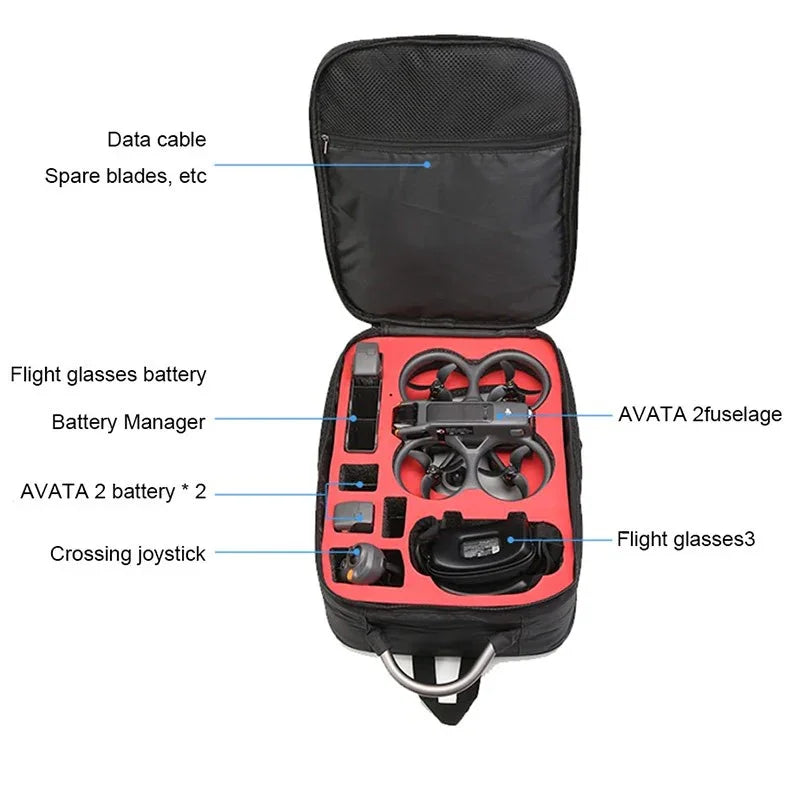 Ryggsäck / Väska till DJI Avata 2 med tillbehör - Stor - Action King