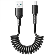 Joyroom Flexible Fast Charging Cable SA38-AC3, USB-A - USB-C Kabel, Spiral, 3A, 1.5m - Svart - Action King