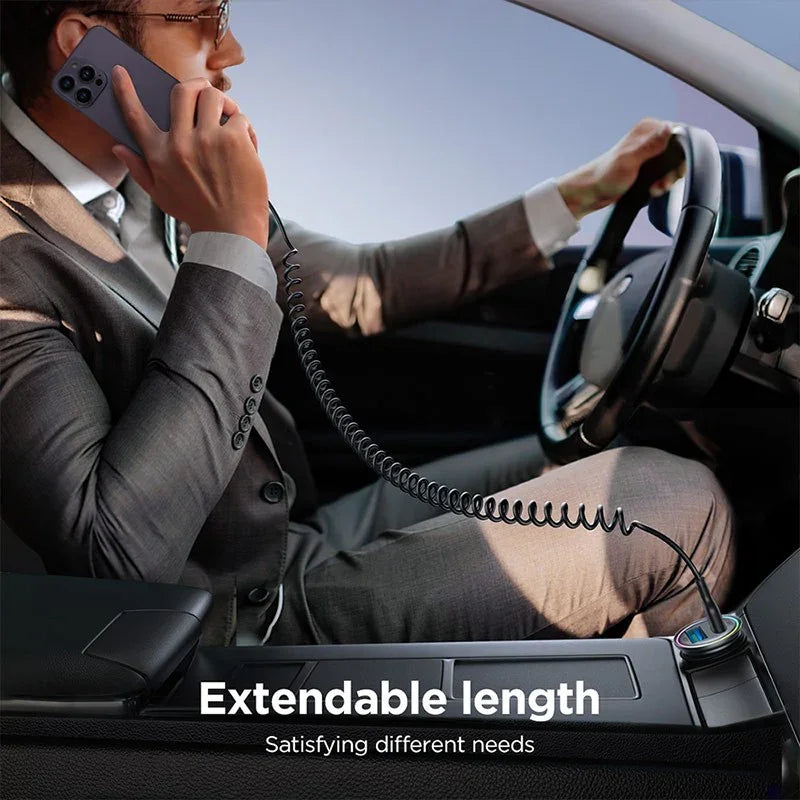 Joyroom Flexible Fast Charging Cable SA38-AC3, USB-A - USB-C Kabel, Spiral, 3A, 1.5m - Svart - Action King