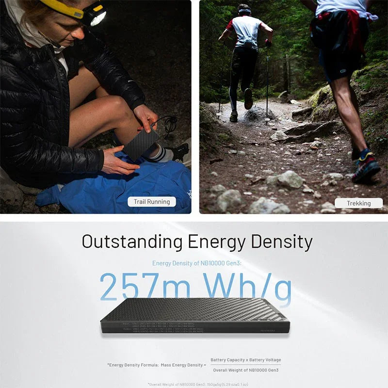 Nitecore NB10000 GEN3 Power bank - 10000mAh - Kolfiber - Action King