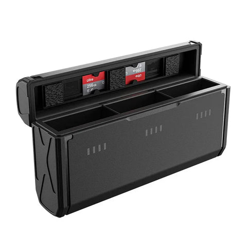 Telesin Batterioplader Lommeboks med opbevaring til 3 batterier + 2 microSD - Til GoPro Hero12/11/10/9 Sort