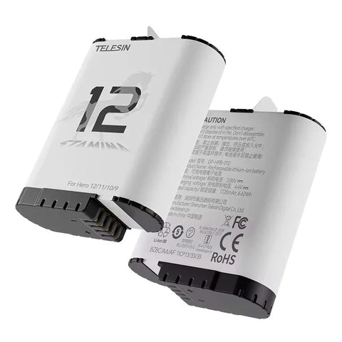 Telesin Stamina Batteri til GoPro Hero12/11/10/9 Sort - Lavtemperaturbatteri - 1720mAh