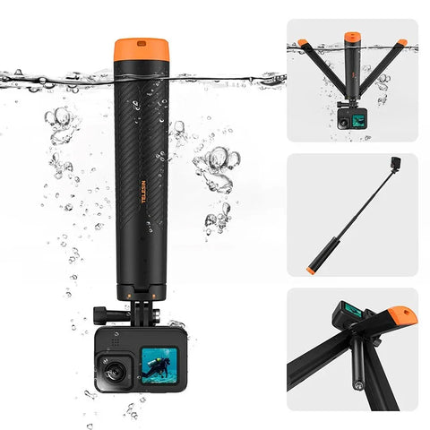Telesin Flydende Selfiestang Stativ 220 - 610mm med montering til GoPro
