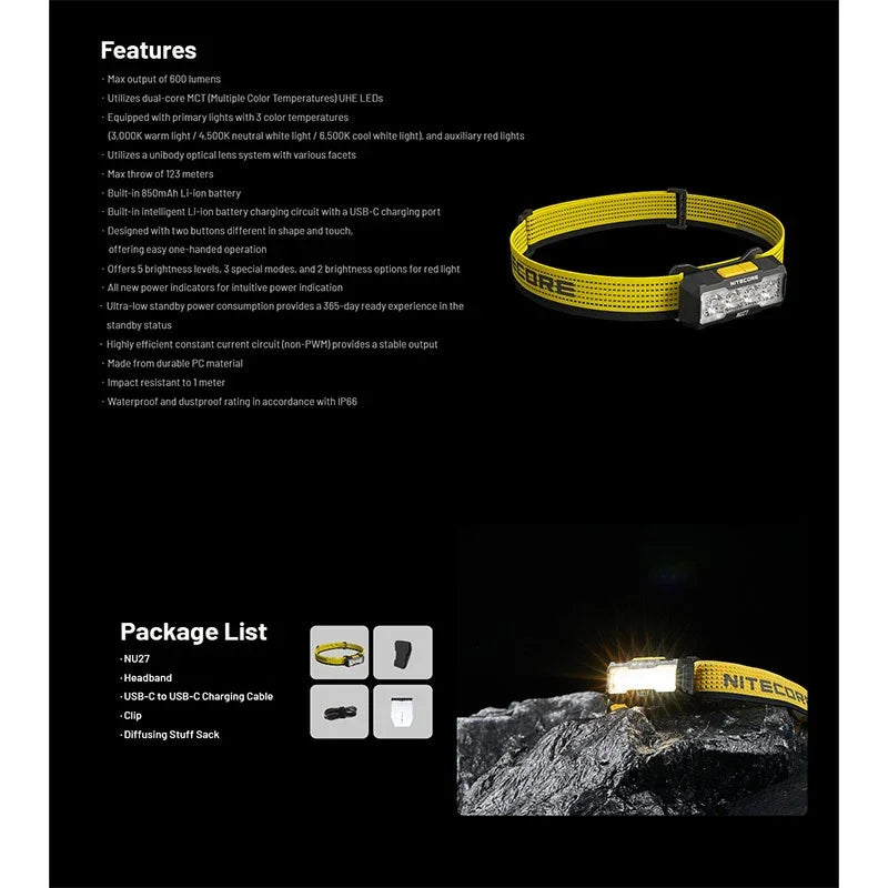 Nitecore NU27 Pannlampa - 600lm - Action King