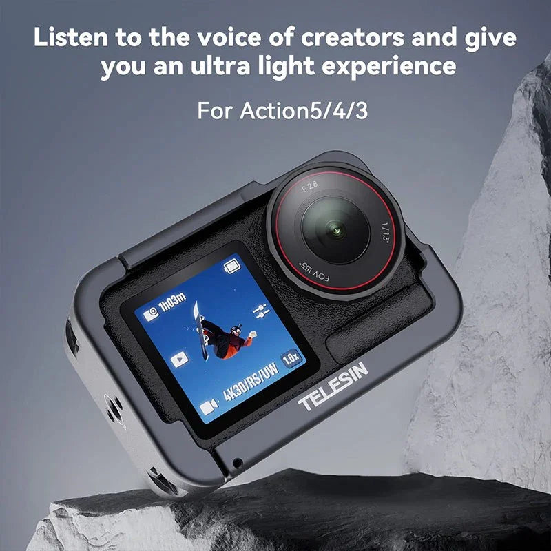Telesin Skyddsram Multifunktion med cold shoe till DJI Action 5 Pro/4/3 - Aluminium - Action King