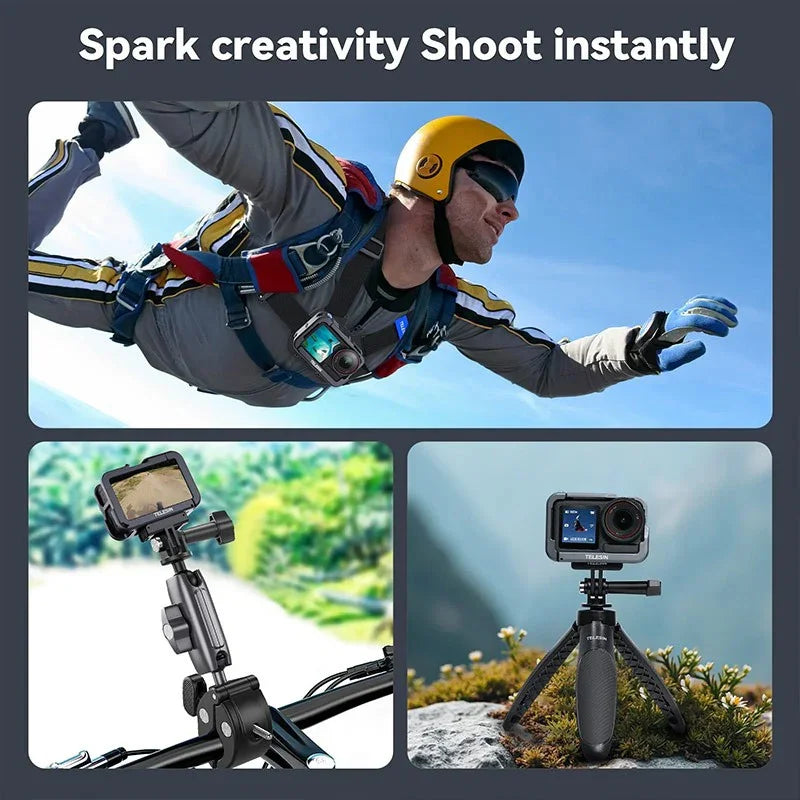 Telesin Skyddsram Multifunktion med cold shoe till DJI Action 5 Pro/4/3 - Aluminium - Action King