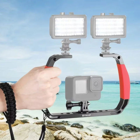 Puluz Dobbeltgreb til Dykning / Stabilisering / Håndtag / Udstyrsholder - Aluminium