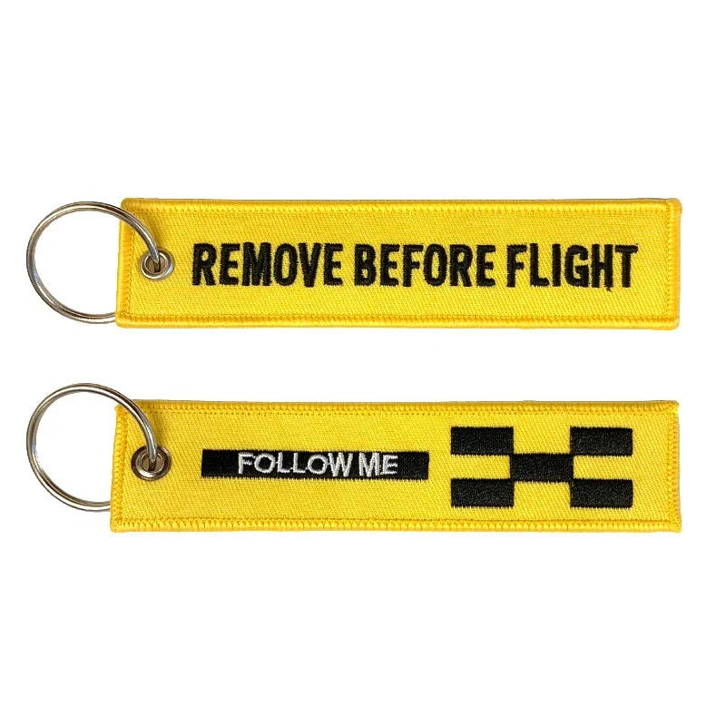 Nyckelband - REMOVE BEFORE FLIGHT / FOLLOW ME - Gul/Svart - Action King