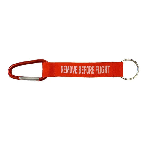 Lanyard - FJERN FØR FLYVNING - Rød/Hvid - Karabinhage
