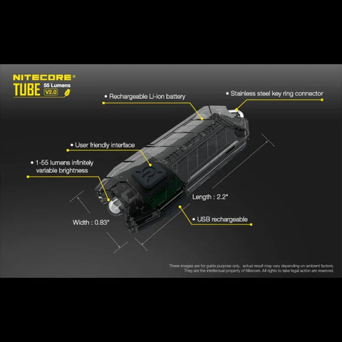 Nitecore TUBE V2.0 Nøgleringslampe - Sort - 55lm