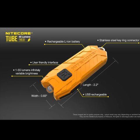 Nitecore TUBE V2.0 Nøgleringslampe - Orange - 55lm