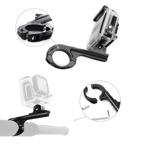 Kamerabeslag til GoPro på cykelstyr - Lang arm - Aluminium