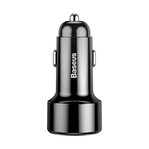 Baseus Magic Car - Hurtig Biloplader QC4+ / PD 45W - 2xUSB Type A/C - Sort med display