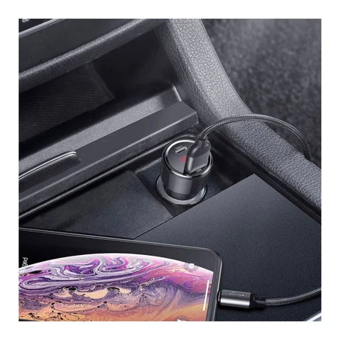 Baseus Magic Car - Hurtig Biloplader QC4+ / PD 45W - 2xUSB Type A/C - Sort med display