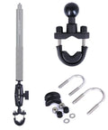 Fäste dubbelledad för rör, cykel, MC - 360 kulled - Kraftig - Aluminium - Kit - Action King