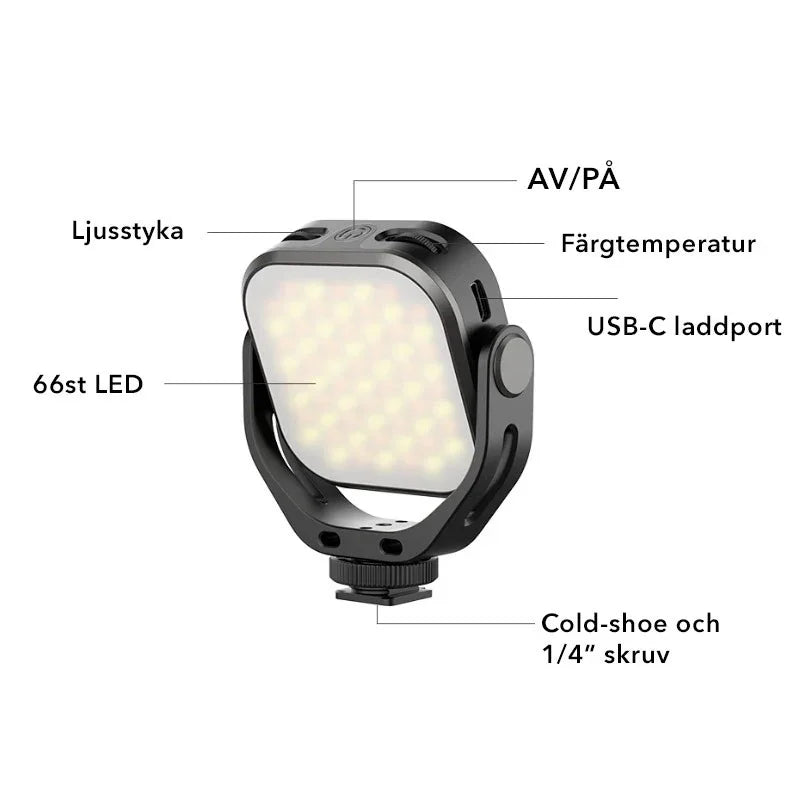 Ulanzi VIJIM VL66 Belysning LED för foto / video - 2000mAh internt batteri - 800lm - Action King