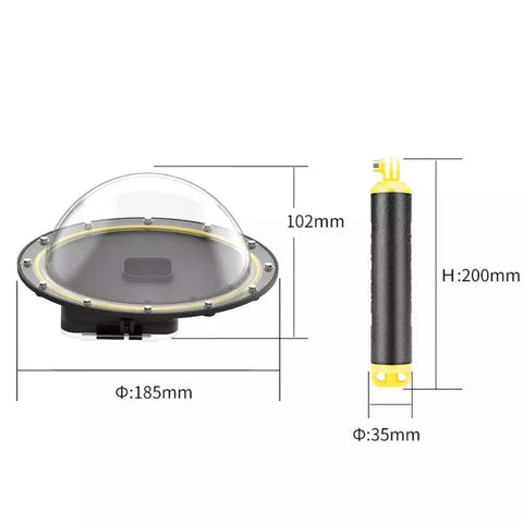 Dome Port 6" til GoPro Hero 13/12/11/10/9 Sort - Kit
