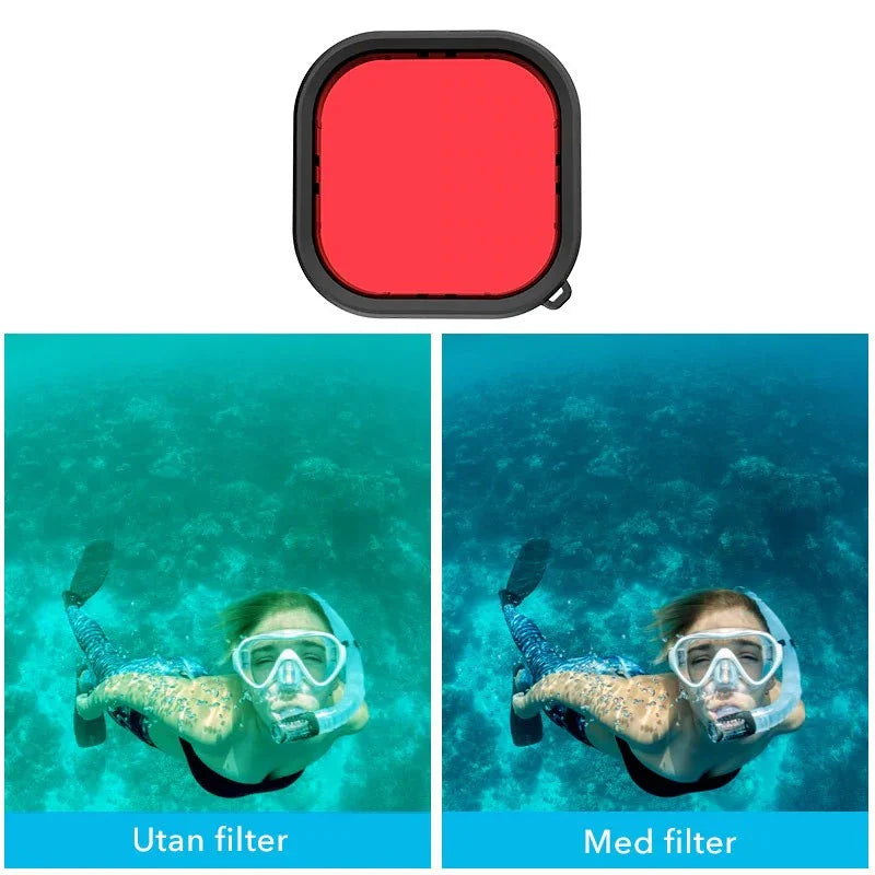 Telesin Färgfilter Röd + Ljusröd + Lila till Hero13/12/11/10/9 Black i vattentätt skal - Paket - Action King
