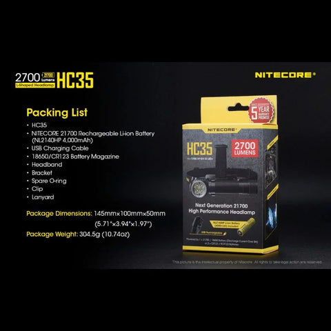 Nitecore HC35 pandelampe - 2700lm