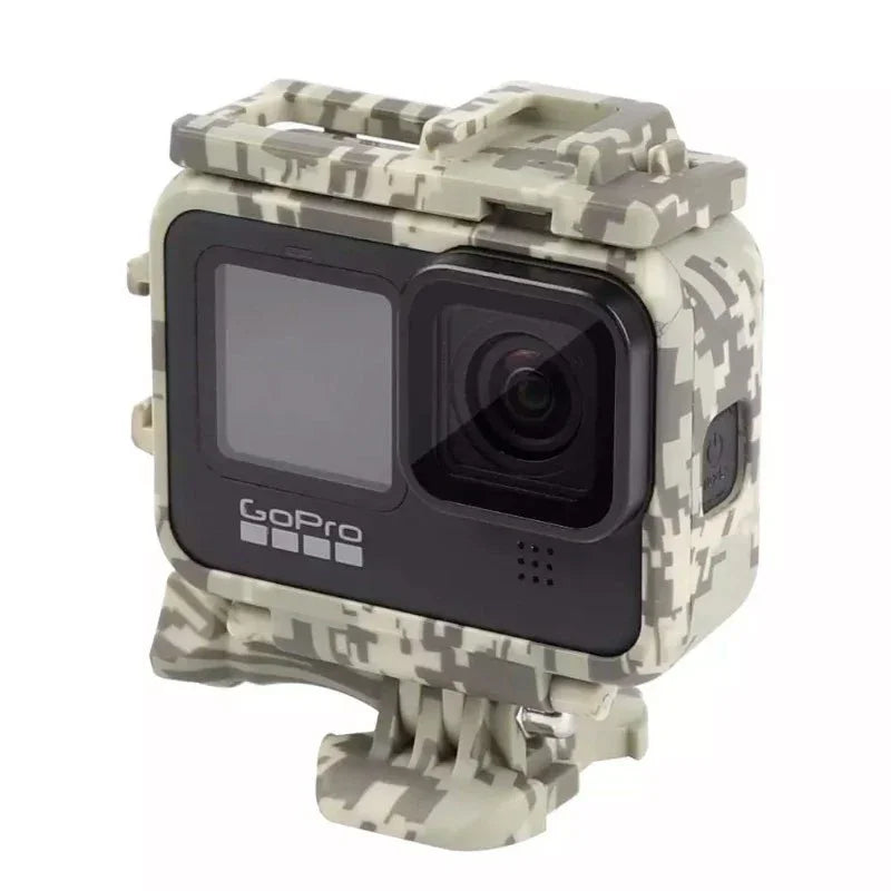 Skyddsram med tillbehörshållare Cold Shoe till GoPro Hero12/11/10/9 Black - Kamouflage - Sand - Action King