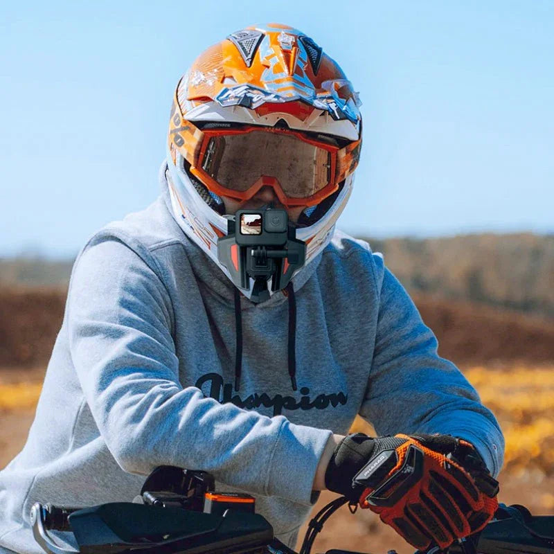 Telesin Fäste för hjälm vid haka - GoPro-fäste - Vikbar - Action King