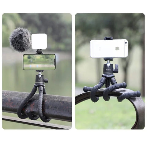 Telesin stativ fleksibelt 360 graders kuglehoved 1/4" skrue / Mobilholder / Tilbehørssko - Octopus